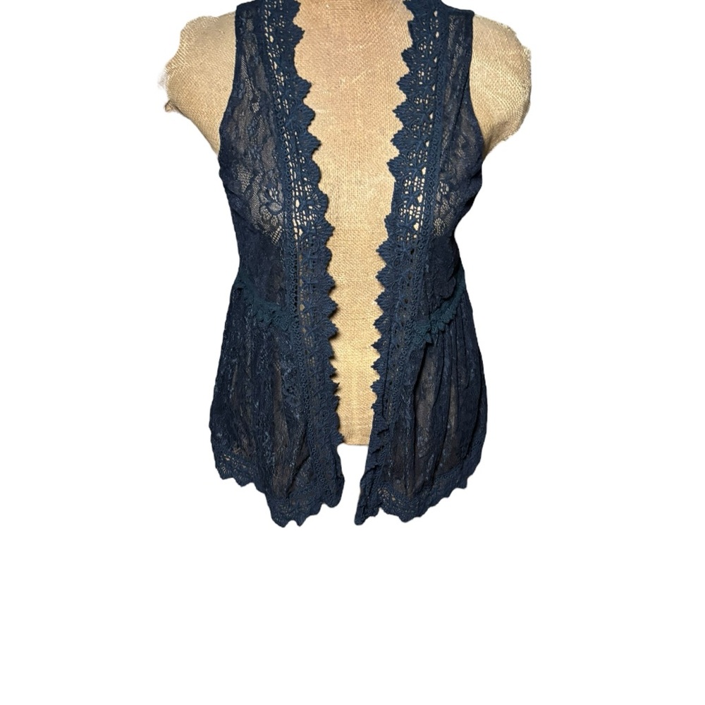Zings Elegant Navy Lace Vest Size M
